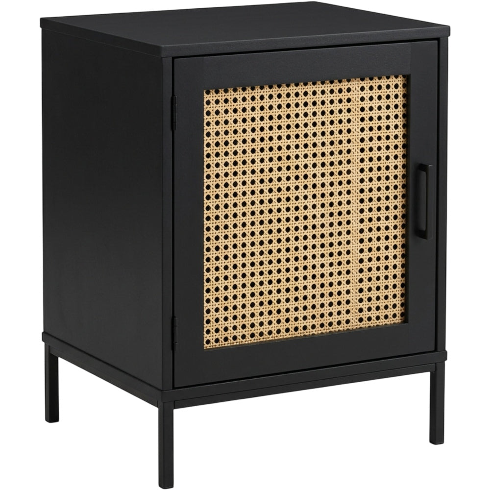 Pargu Cane Door Bedside Cabinet Black Natural - Product view