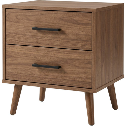 Pargu Two Drawer Walnut Nightstand Black Pulls - Product view